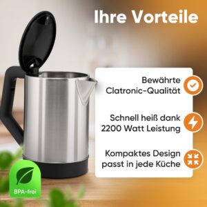Clatronic WKS 3692 Weiß 1,5 L Edelstahl 2200 W