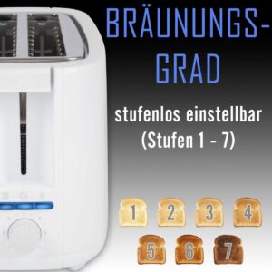 Clatronic TA 3802 Weiß 4-Scheiben-Toaster mit Brötchenaufsatz