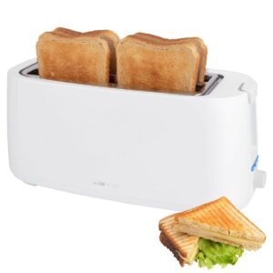 Clatronic TA 3802 Weiß 4-Scheiben-Toaster mit Brötchenaufsatz